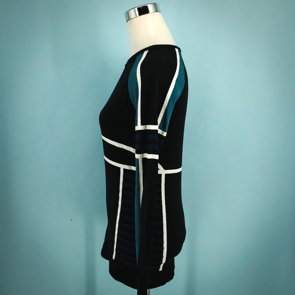 Sweaty Betty Size Medium M Black Print Athlete Seamless Crew Long Sleeve Top - Picture 2 of 6